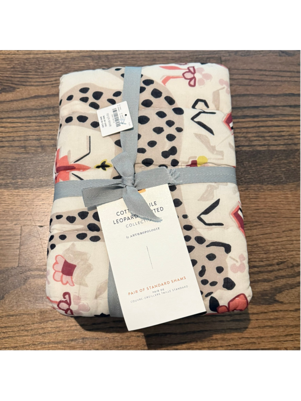 NWT Anthropologie Voile Leopard Print Set Of Two Queen Shams